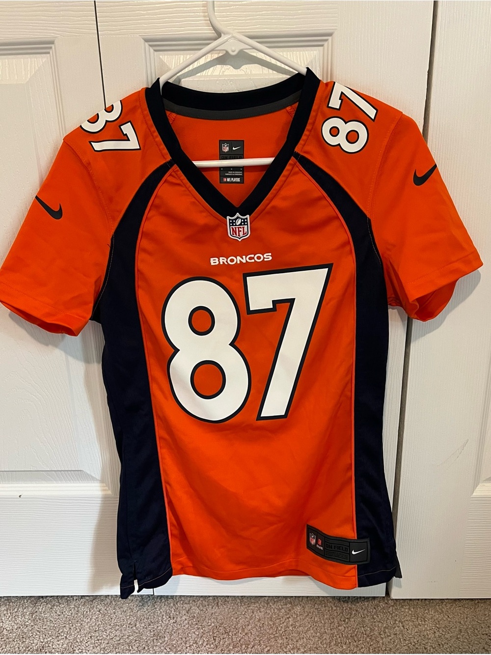 NFL Fanatics Broncos - Decker #87 Orange and Navy Football Jersey